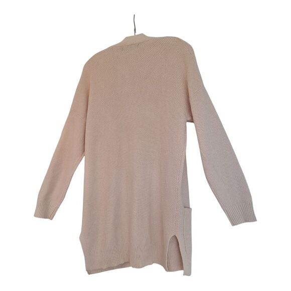 MEROKEETY Waffle Knit Cardigan Open Front Sweater Coat NWT Pockets Longline M - Picture 8 of 14